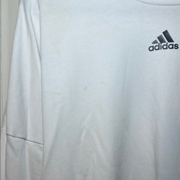 Adidas Woman’s White Crewneck Sweatshirt with Logo Across Back Size Medium - Picture 5 of 10